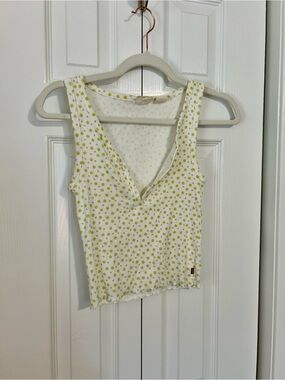 Levi's White Tank Top with Lime Floral Print